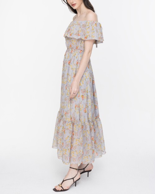 Sixdo SIXDO Floral Off-Shoulder Maxi Voile Dress